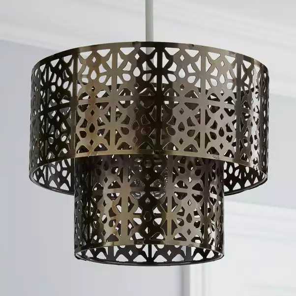 Cut Out 2 Tier Antique Brass Easy Fit Pendant 4 Cut Out 2 Tier Antique Brass Easy Fit Pendant - Image 2