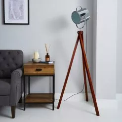 Dunelm Carlton Camera Tripod Wood Floor Lamp -Cheap wall lights Store 1000070529 alt01