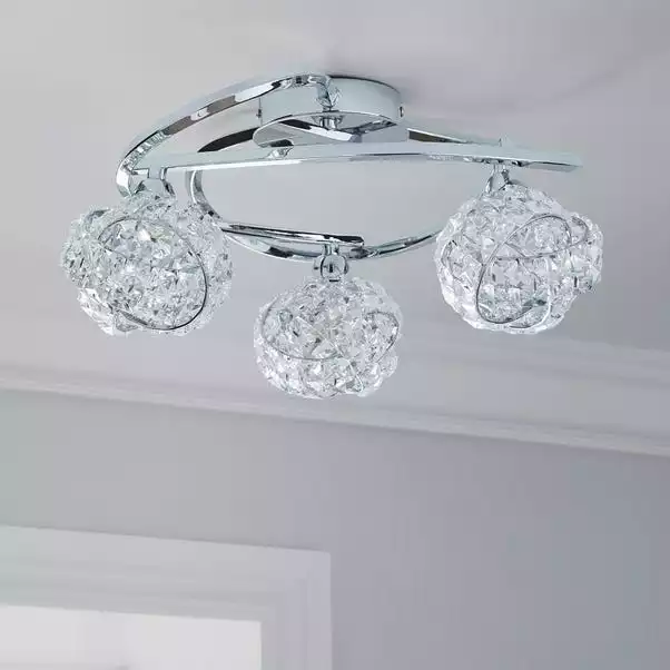Dunelm Cecilie 3 Light Crystal Semi-Flush Ceiling Fitting 4 Dunelm Cecilie 3 Light Crystal Semi-Flush Ceiling Fitting - Image 2
