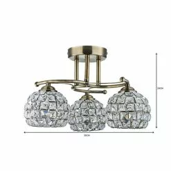 Dunelm Bergen 3 Light Crystal Antique Brass Ceiling Fitting -Cheap wall lights Store 1000119863 alt06
