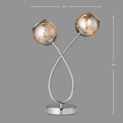 Dunelm Arta 2 Light Smoked Glass Table Lamp -Cheap wall lights Store 1000137347 alt04