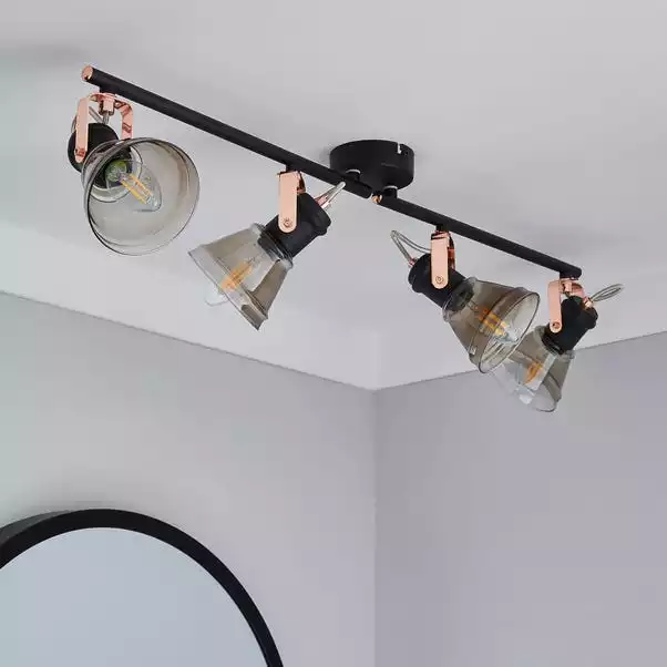 Dunelm Milas 4 Light Black Industrial Spotlight Bar 4 Dunelm Milas 4 Light Black Industrial Spotlight Bar - Image 2