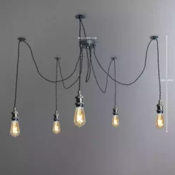 Dunelm Logan 5 Light Spider Antique Brass Industrial Cluster Flex Fitting -Cheap wall lights Store 1000139088 alt04