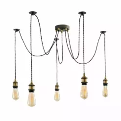 Dunelm Logan 5 Light Spider Antique Brass Industrial Cluster Flex Fitting -Cheap wall lights Store 1000139088 alt05
