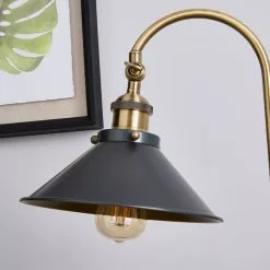 Dunelm Logan Antique Brass Grey Industrial Table Lamp -Cheap wall lights Store 1000139099 alt02