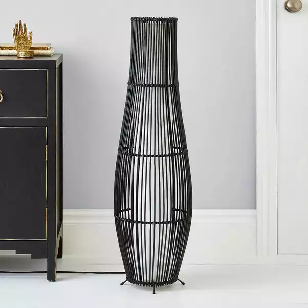 Dunelm Alec Natural Cane Black Floor Lamp 4 Dunelm Alec Natural Cane Black Floor Lamp - Image 2