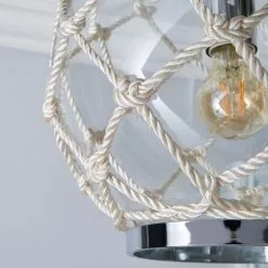 Dunelm Leah 1 Light Pendant Rope Glass Ceiling Fitting -Cheap wall lights Store 1000149081 alt02