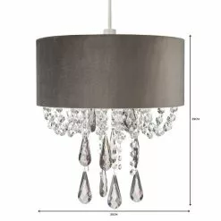 Dunelm Halle Velvet Jewel Grey Easy Fit Pendant -Cheap wall lights Store 1000149159 alt06