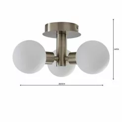Dunelm Hamptworth 3 Light Frosted Glass Semi-Flush Ceiling Fitting -Cheap wall lights Store 1000157751 alt04