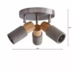 Dunelm Inka 3 Light Concrete Wood Spotlight -Cheap wall lights Store 1000157753 alt04