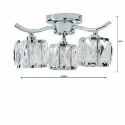 Dunelm Kleio 3 Light Glass Chrome Semi-Flush Ceiling Fitting -Cheap wall lights Store 1000157757 alt04
