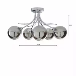 Dunelm Mateo 5 Light Glass Chrome Semi-Flush Ceiling Fitting -Cheap wall lights Store 1000158444 alt04