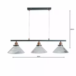 Dunelm Logan 3 Light Bar Glass Diner Industrial Ceiling Fitting -Cheap wall lights Store 1000158458 alt04