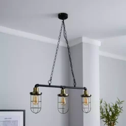Dunelm Milas Pipe Industrial 3 Light Bar Black Diner Ceiling Fitting -Cheap wall lights Store 1000158472 alt01