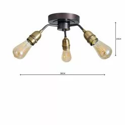 Dunelm Marsden 3 Light Antique Brass Industrial Semi-Flush Ceiling Fitting -Cheap wall lights Store 1000158476 alt04