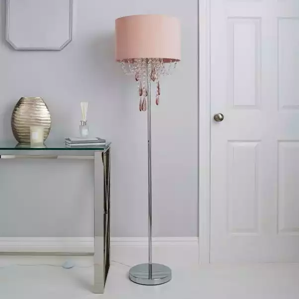 Dunelm Halle French Velvet Jewel Blush Pink Floor Lamp 4 Dunelm Halle French Velvet Jewel Blush Pink Floor Lamp - Image 2