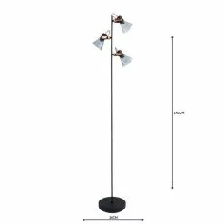 Dunelm Milas 3 Light Black Industrial Floor Lamp -Cheap wall lights Store 1000158534 alt04