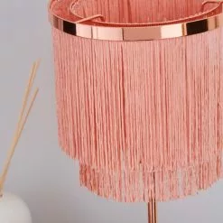 Dunelm Jaz Fringe Pink Table Lamp -Cheap wall lights Store 1000158705 alt02