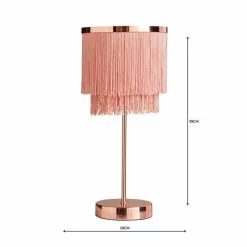 Dunelm Jaz Fringe Pink Table Lamp -Cheap wall lights Store 1000158705 alt04
