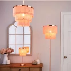 Dunelm Jaz Fringe Pink Table Lamp -Cheap wall lights Store 1000158705 alt08