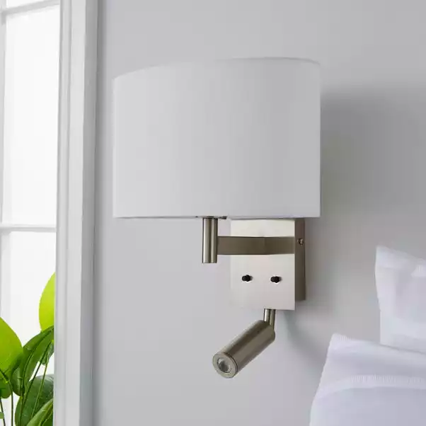 Dunelm Reader Shaded Ivory Wall Light 4 Dunelm Reader Shaded Ivory Wall Light - Image 2