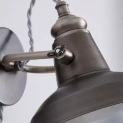 Dunelm Lucas Industrial Easy Fit Plug In Wall Light Pewter -Cheap wall lights Store 1000158758 alt02