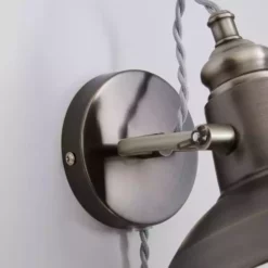 Dunelm Lucas Industrial Easy Fit Plug In Wall Light Pewter -Cheap wall lights Store 1000158758 alt03