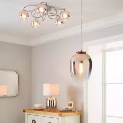 Dunelm Seychelles Blush Pink 5 Light Flush Ceiling Fitting -Cheap wall lights Store 1000169229 alt05