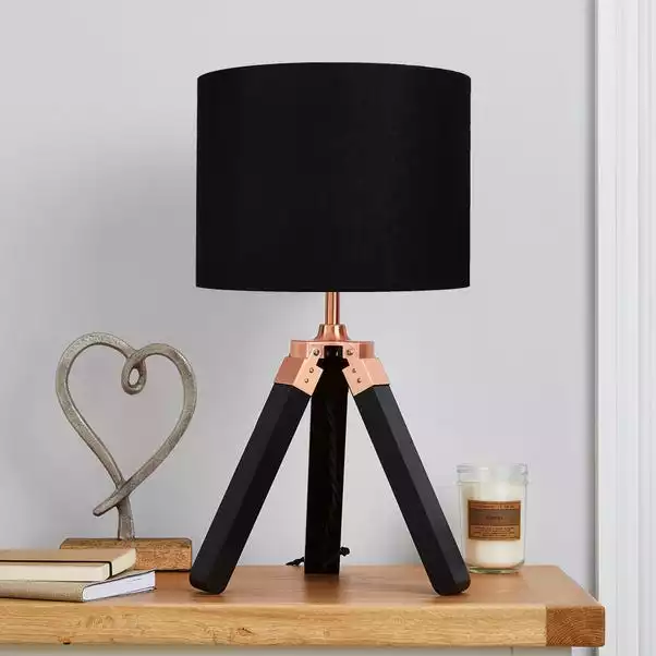 Dunelm Trio Tripod Black And Copper Table Lamp 4 Dunelm Trio Tripod Black And Copper Table Lamp - Image 2