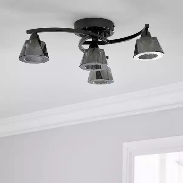 Dunelm Vanessa Smoked 4 Light Flush Ceiling Fitting 4 Dunelm Vanessa Smoked 4 Light Flush Ceiling Fitting - Image 2