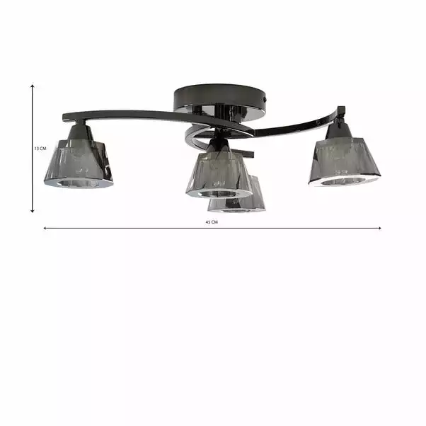 Dunelm Vanessa Smoked 4 Light Flush Ceiling Fitting 8 Dunelm Vanessa Smoked 4 Light Flush Ceiling Fitting - Image 6