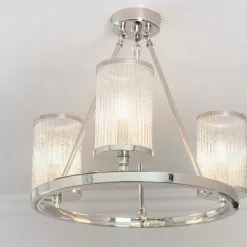 Vogue Lighting Vogue Easton Ribbed Glass Semi Flush Ceiling Fitting Chrome -Cheap wall lights Store 1000169454 alt05