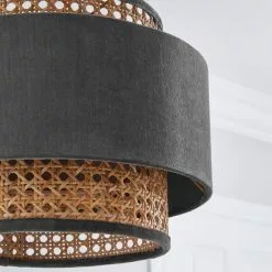 Dunelm Nova Velvet And Cane Shade 30cm 10 Dunelm Nova Velvet And Cane Shade 30cm -Cheap wall lights Store 1000181511 alt02