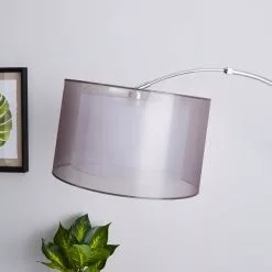 Dunelm Echo Organza Arc Floor Lamp Grey -Cheap wall lights Store 1000182926 alt02