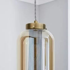 Dunelm Safi Mesh 1 Light Pendant Ceiling Fitting Antique Brass -Cheap wall lights Store 1000183034 alt02