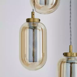 Dunelm Safi Mesh Detail 3 Cluster Ceiling Fitting Antique Brass -Cheap wall lights Store 1000183096 alt02