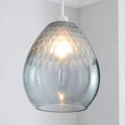 Dunelm Jasmine Grey Glass Easy Fit Pendant