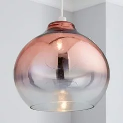 Dunelm Nivala Ombre Smoked Glass Copper Easy Fit Pendant
