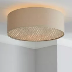 Kirsty Shade Taupe Flush Ceiling Fitting