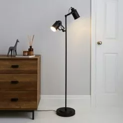 Dunelm Healy 2 Light Black Floor Lamp