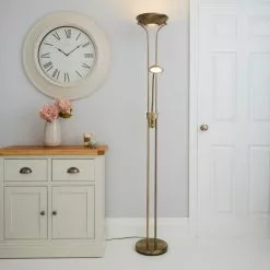 Dunelm Father And Child 2 Arm Antique Brass Floor Lamp