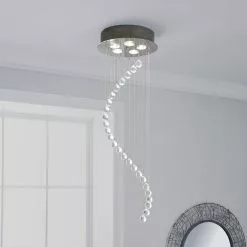 Dunelm Marconia 5 Light Glass Droplet Cluster Flush Ceiling Fitting