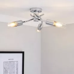Dunelm Corvus 3 Light Chrome Semi-Flush Ceiling Fitting