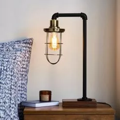 Dunelm Milas Pipe Black Industrial Table Lamp
