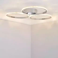Dunelm Oraylia 3 Light Integrated LED Hoops Jewel Chrome Ceiling Fitting