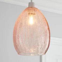 Dunelm Akola Pink Glass Easy Fit Pendant