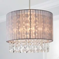 Dunelm Riah Jewel Shade Grey Easy Fit Pendant