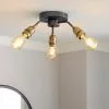 Dunelm Marsden 3 Light Antique Brass Industrial Semi-Flush Ceiling Fitting