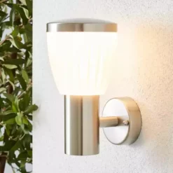 Dunelm Rover LED Frosted Shade Steel Outdoor Wall Light
