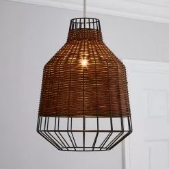 Dunelm Ohio Dark Rattan Easy Fit Pendant